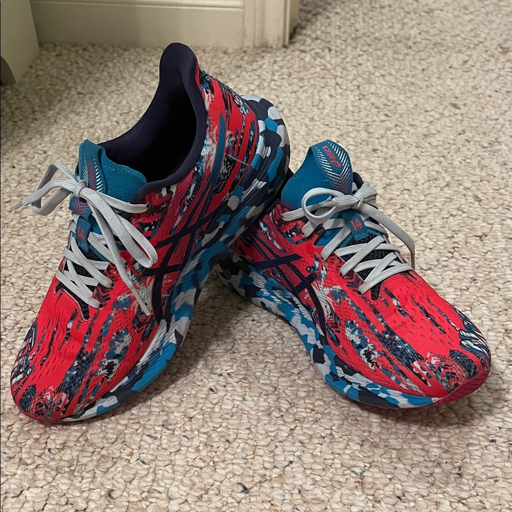 Asics Dynamic Red and Blue Athletic Shoes